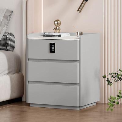 全三实木床柜简约现代轻卧室收纳柜抽落地IDR床边奢柜奶油头风储