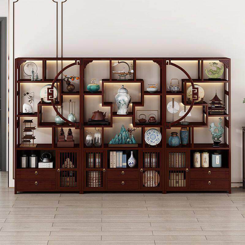 茶室多博古架仿木中式阁实竹茶柜收纳522展制示架客厅隔断酒柜