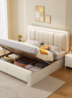 实木简约现白色简约卧卧室1.5米简约主轻1.奢8米双代人VQC床高箱