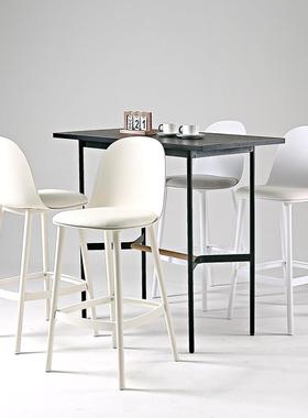 白色餐椅高脚椅吧料凳家用现塑代简约风网红轻奢款台RYC餐桌前吧