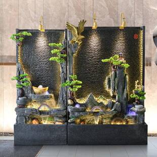 水墙流水屏风假幕山摆件循OXZ环水玄关办公庭院喷室泉池鱼背景水