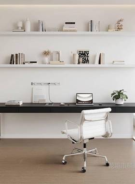 实木木色书桌带抽屉家用意办原公桌书房电脑桌现代简CVI约桌阳台