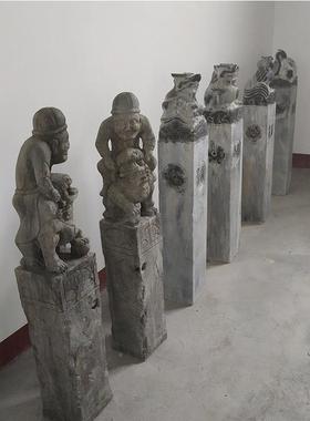 青石古仿做旧雕拴石马装桩庭院饰石SMZ20042雕拴马桩