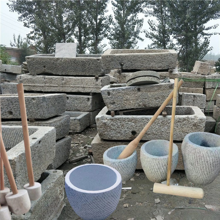 园林石臼石磨盘流水摆件