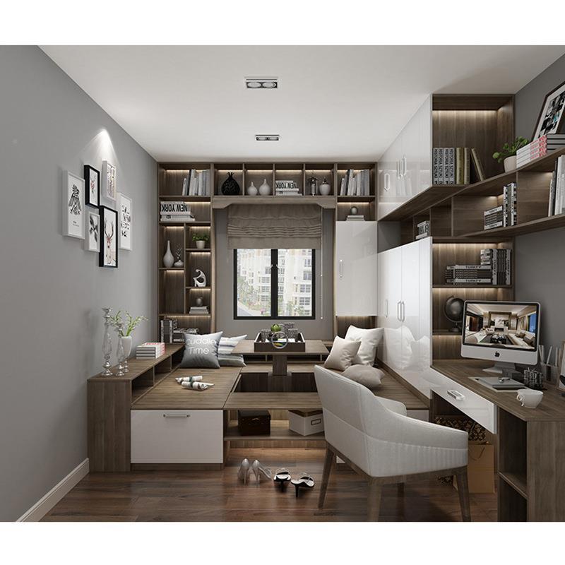 屋衣柜榻榻米简书桌柜一体现代约整体卧室全板式上MMR下床可书做