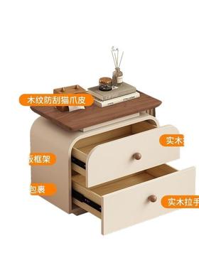 实床头柜中古奶油小风式极简户型简约现62132代2025木新款意卧室