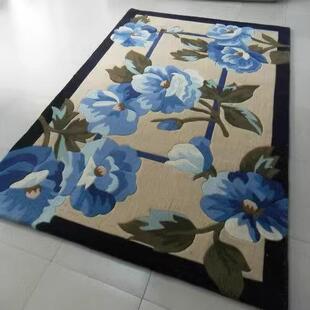 手工纯羊毛地毯高档客茶卧RPG室地毯欧毛式 加厅厚新西兰羊满铺几