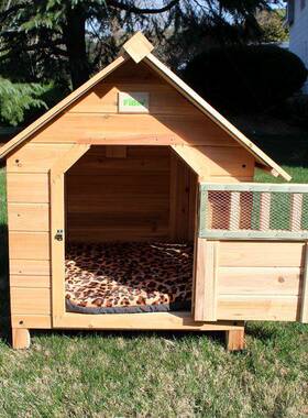 范博邮实木本狗屋室内室物外通用防雨狗窝杉窝木猫色宠屋UXK直销