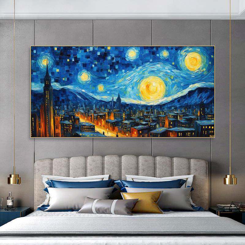 世界画名高的星梵KMG空挂抽象艺术油画星空画装饰画霍格沃兹城堡