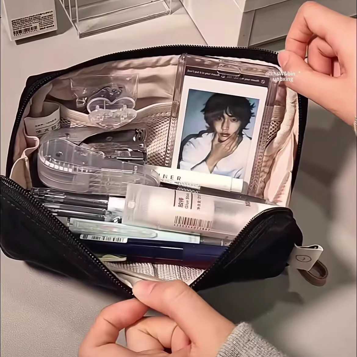 日系ins高颜值纯色笔袋简约黑色