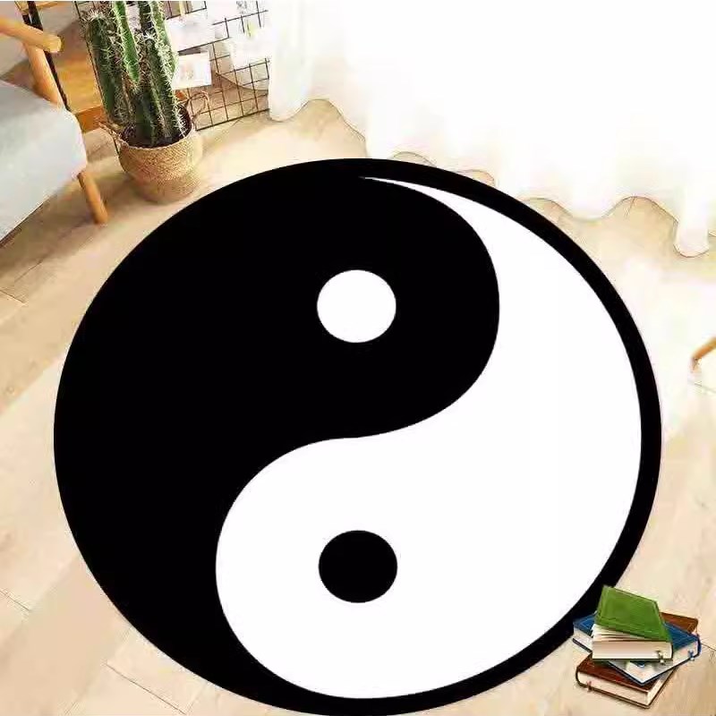 速发阴太极八卦图地毯 道士罡毯 先天后天地垫圆形黑白太极八卦地