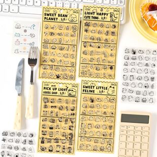 可爱卡通手帐印章套装透明亚克力装饰贴纸DIY手账工具盖章硅胶印