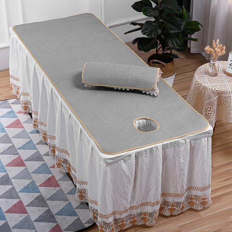 美容床凉席夏季带洞藤席冰丝席美容院按摩床洗头床足疗店透气床垫