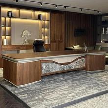 新中式实木办公桌老板桌办公室现代简约轻奢高级感总裁经理大班台