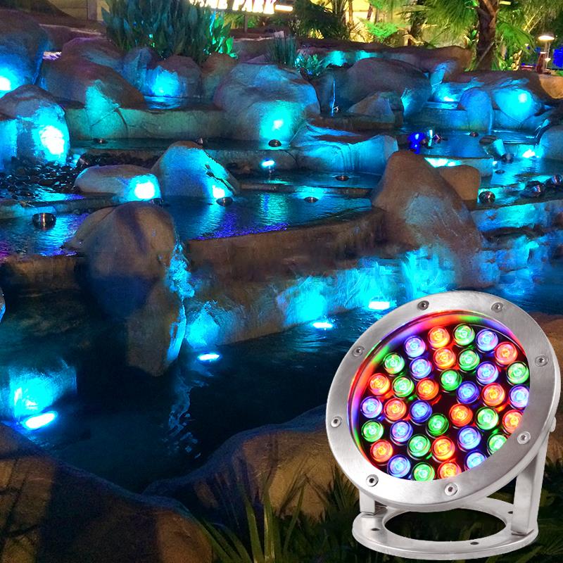 led水底灯水下灯防水射灯喷泉灯七彩水池灯鱼池灯景观户外水景灯