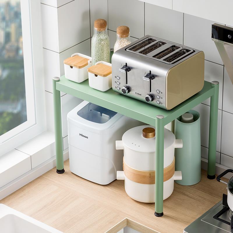 不锈钢厨房置物架微波炉收纳架落地一层储物架家用多功能烤箱架子