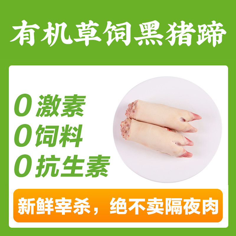 山林里有机草饲黑猪蹄1000g(200元顺丰包邮)现宰黑猪肉,128项质检