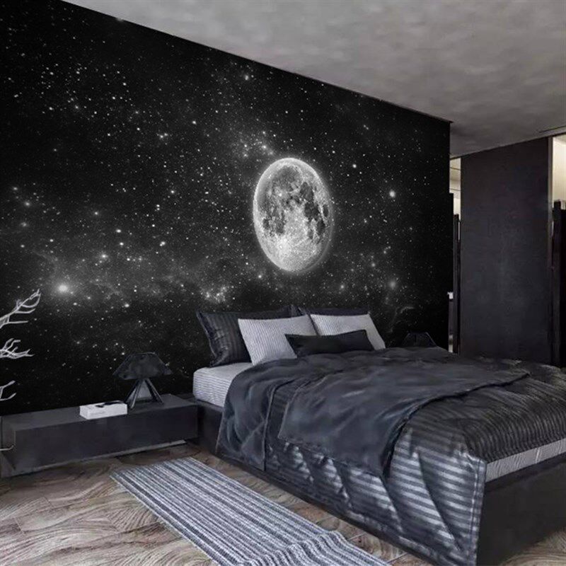 现货速发欧式简约星空电视背景墙纸地球壁画儿童房卧室沙发太空宇