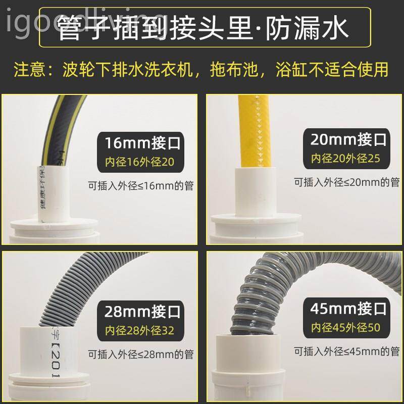 现货速发苏恩横排式墙排50PVC排水三通四通滚筒上排水洗衣机水池