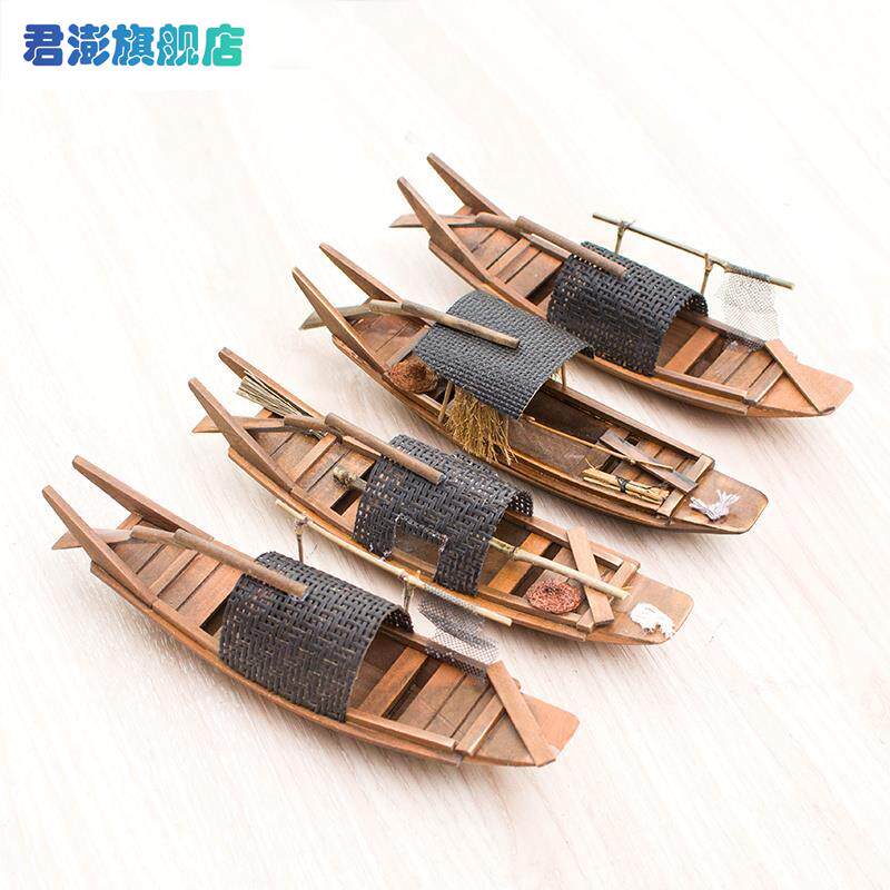 现货速发仿古帆船装饰品小船模型手工木制小船模型船模渔船绍兴乌