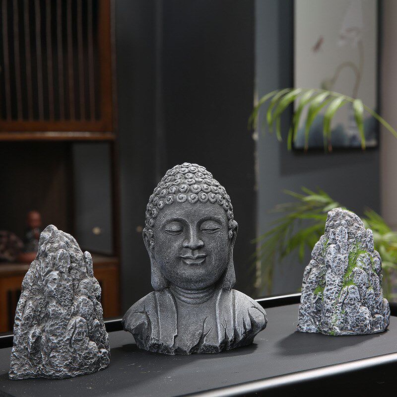 现货速发水泥假山假山水景摆件中式陶瓷摆设鱼缸造景绿植盆景假山