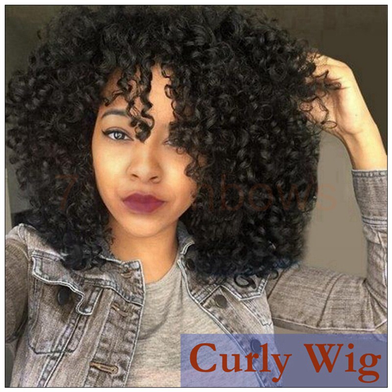 现货速发假发短款蓬松黑色小卷发假发Curly Wig pl Wig