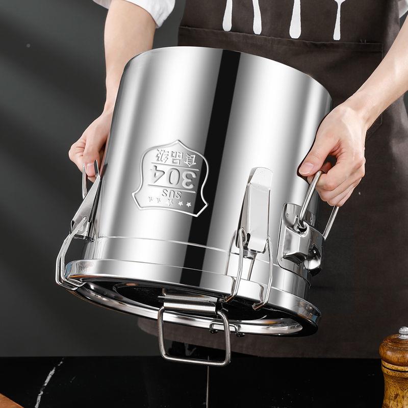 特厚密封桶3斤04不锈钢面防粉桶家用5防SNV0装米桶潮虫储米罐装酒