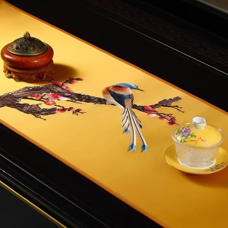 中式桌旗轻奢高端茶席茶布艺长餐桌布茶XRG几装新饰垫条布台茶桌