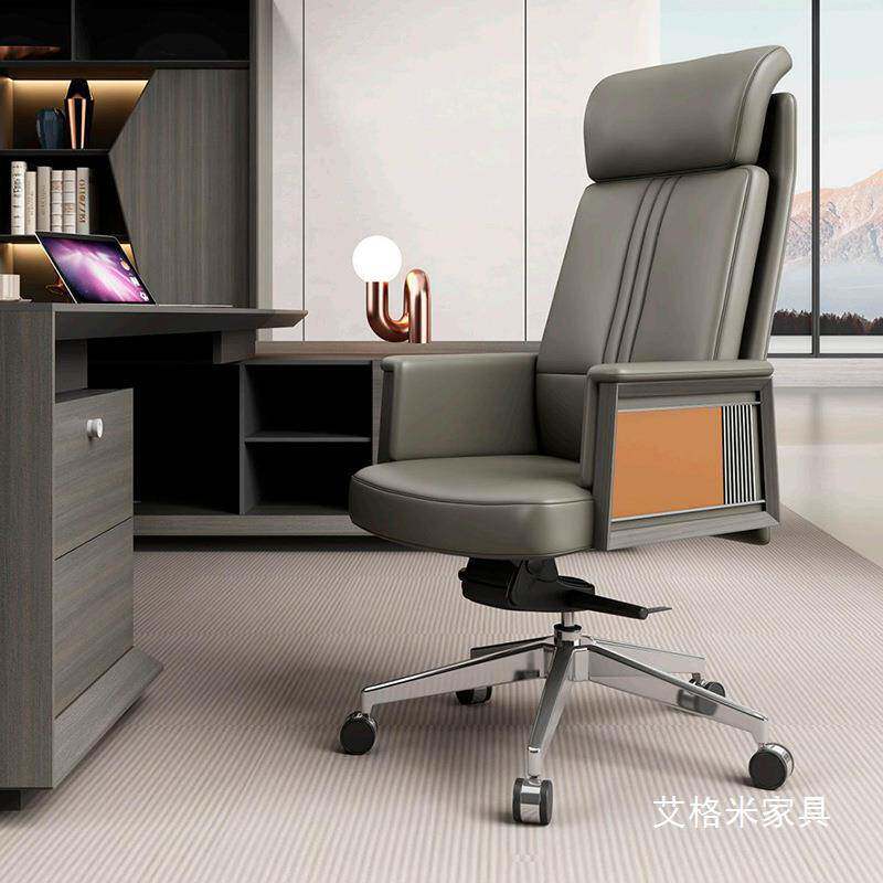 轻奢高档办公桌老板桌简约现代大班台办公桌椅组合大气总裁桌带灯