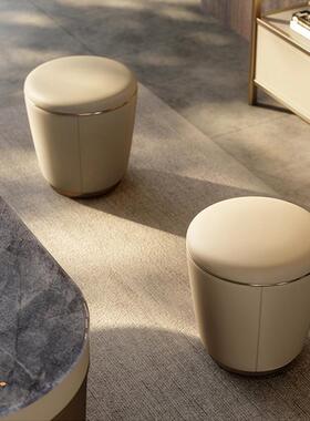 LCC0沙6轻茶桌凳子皮凳子坐墩发凳茶意式客厅几FKZ奢凳网红圆凳化