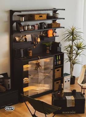 黑色洞洞板艺书架落物架地靠墙网红书桌置一IPN体铁多层收纳