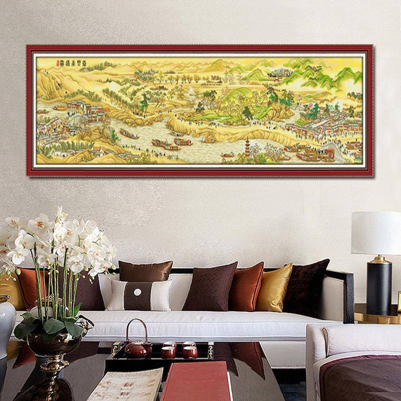 字十2025新款客厅中式古大幅康QWD熙南巡图刺绣线绣典自己绣非绣