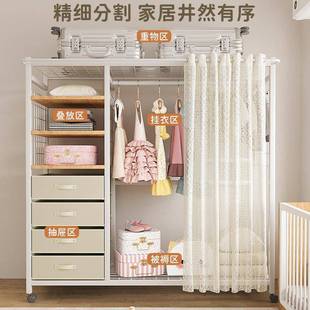 儿童衣柜卧家963用女室孩衣架橱帽男孩儿童房衣柜大童简易落地式