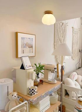 法奶油风棉花厅吊灯客中原木风022201古书房卧室式温馨儿童房创意