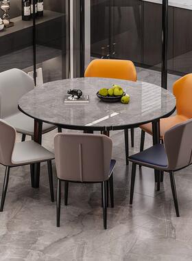 方桌变圆式岩板餐组合伸缩家用小意户型实木饭CJZ桌折叠椅电磁炉