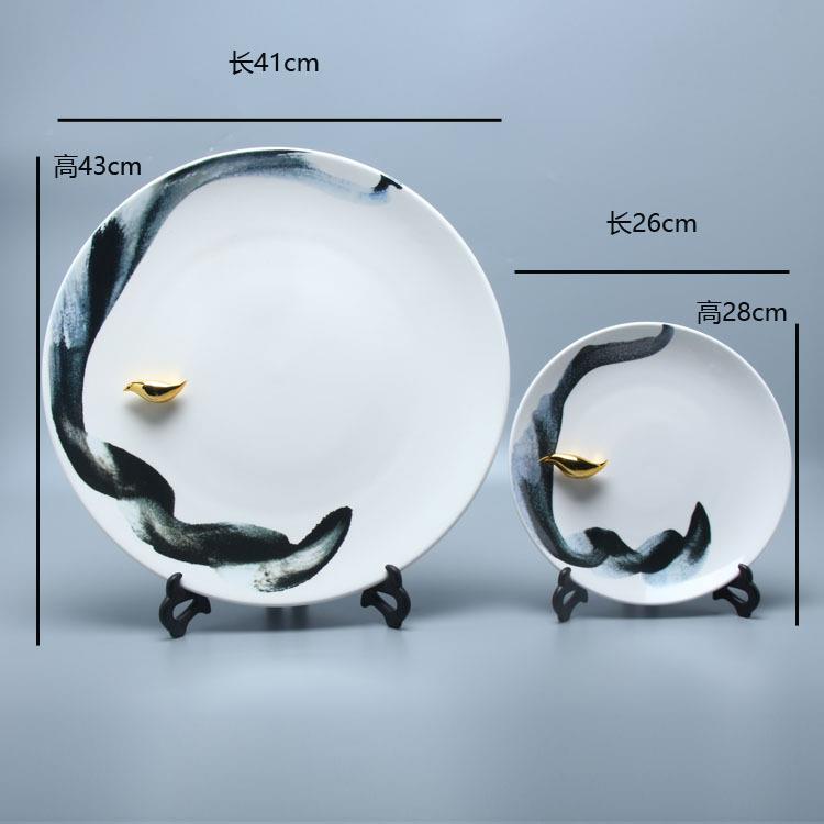 代新中式陶挂盘摆件客家厅看盘玄现关软装饰品RGK居酒柜办瓷公室