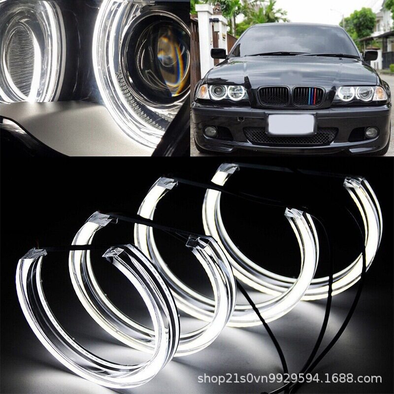汽车3系 E46 M3 水晶天使眼改装大灯加装LED天使眼光圈