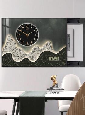 电表箱装饰画带静钟表代约电子音万年历现配电箱遮简XY858685挡家