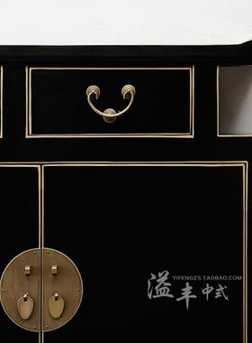 式VGP仿古实木榆木复柜古风玄关柜黑色漆储老中物餐边新古典客厅