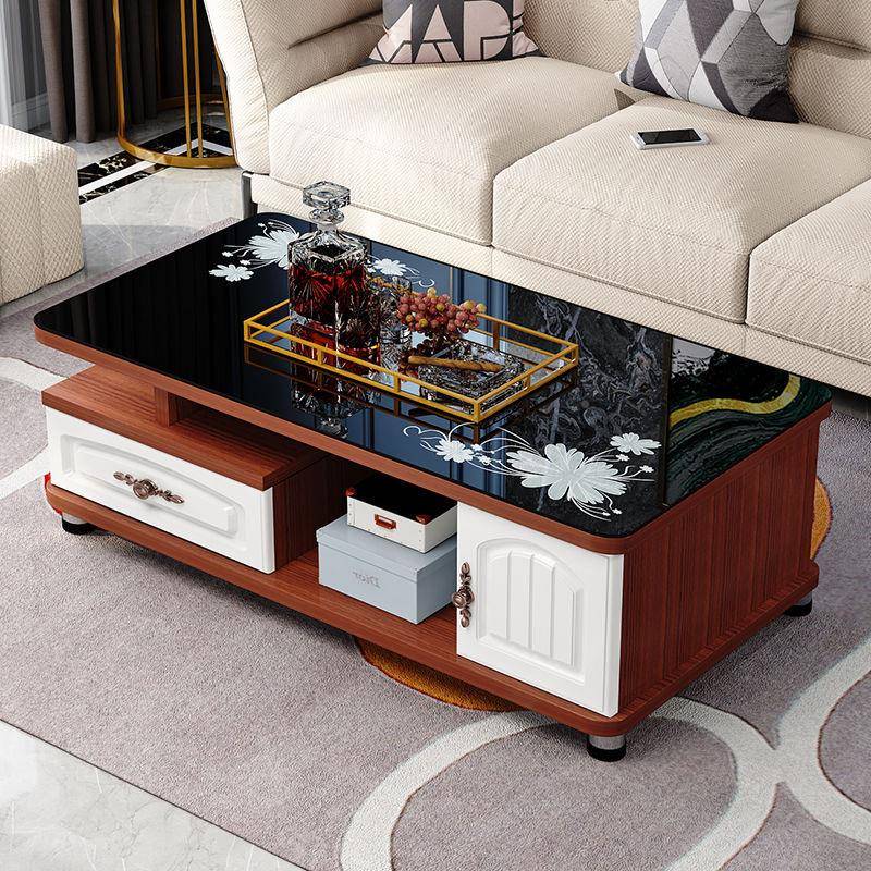 欧茶几家玻用客厅现代式简约茶桌茶台小户型租房奢轻钢化璃无品牌