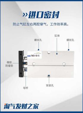 双轴DA32双杆气缸0TN25*10/20/3/4050/QTB60/70/8T0/100/125/1/50
