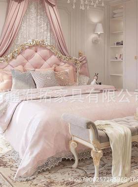 法式实木床廷玫瑰雕花宫大床欧8式别155655墅.1双人婚床大户型卧