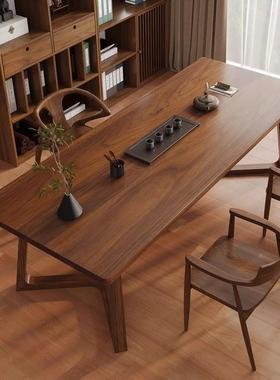 胡桃木桌椅组茶合PQB木书桌客厅茶台实轻代奢现办公桌家用原木大