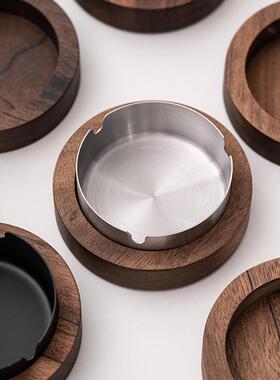 胡木实桃木烟缸家用客厅带盖防飞创意办公室灰灰木质轻奢VYR高端