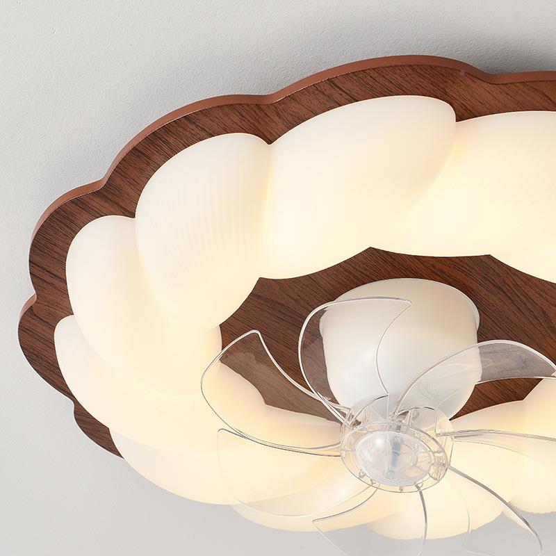 中古风卧室风扇扇灯新款智能房YSL-9801间吸顶灯奶灯儿童房电扇油