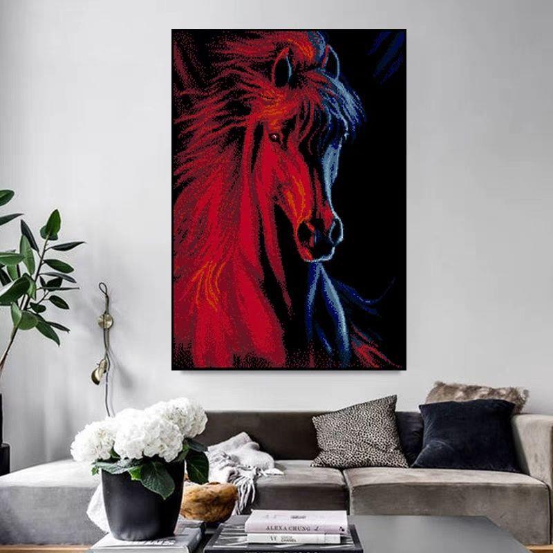 CLL冰与火十字绣成品不带框纯手工已绣好的2厅05新款端客高马到成