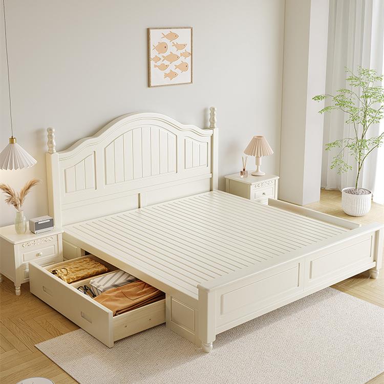 美现式轻实奢木床代简约1.OGO8米双人床主卧1.5米公白主床色儿童