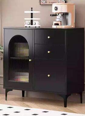 岩板餐边收柜多能墙茶水柜客厅复古风黑色XCC厨房靠纳储物功柜吧