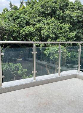 不锈钢家黑色玻璃楼梯扶手钢护栏璃立柱阳台用化玻扶手护栏LPU栏