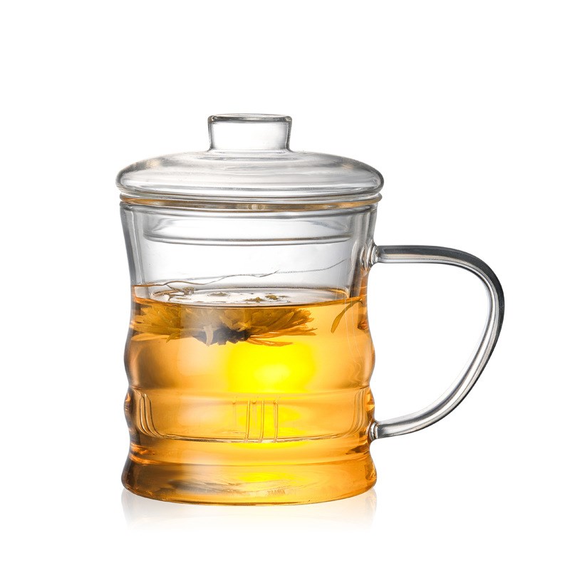 速发大容量过滤花茶杯盖高温带把手玻耐茶杯透明带璃电陶炉泡茶杯